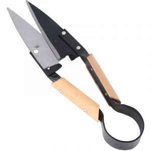 Lafomukea - Ciseaux Cisaille Topiaire Tradition - Avec Etui - 33 cm - Sécateur de Jardin en Acier Inox et Manche revêtement Bois - Idéal pour tailler
