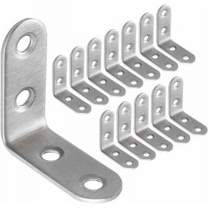 50pcs &Eacute;querre de Fixation Inox 40x40mm, Renforts d'Angle pour la Fixation et la R&eacute;paration de Meubles, Renforcer les Joints Argent - Ahlsen