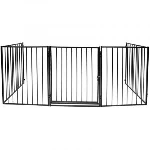 Wolketon Barri&egrave;re Pare feu avec portillon, Barriere de securite enfant-Animaux 304cm panneaux, protection feu chemin&eacute;e