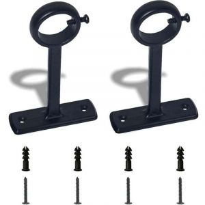 2 supports de tringle &agrave; rideaux, fixation de tringle &agrave; rideaux, support de tringle &agrave; rideaux mural et plafond, noir