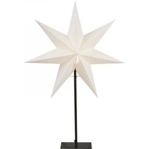Lampadaire Poinsettia Frozen de étoile en papier 3D Noël en blanc, lampadaire étoile décoratif avec interrupteur à câble, E14, hauteur : 80 cm - Star