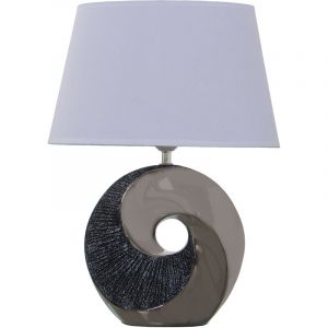Lampe de Table en C&eacute;ramique Gris/Argent+92231,1Xe27,Max.40W N 32X20X44 Cm,Base:22X9,5X27 Cm
