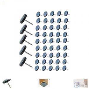 Lot de 50 patins de chaise en téflon à clouer, patins ronds en téflon de 19 mm pour meubles, patins de chaise avec clous en téflon, patins en feutre