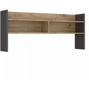 Meubletmoi - Surmeuble de bureau 140 cm décor bois de chêne et gris foncé - odyssée