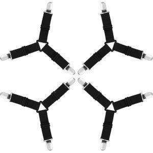 Sangles pour Draps de Lit, 4 Pi&egrave;ces Attache Drap Housse Triangle Attache Matelas &eacute;lastique Tendeur de Draps R&eacute;glable Bretelles Sangle pour Matelas