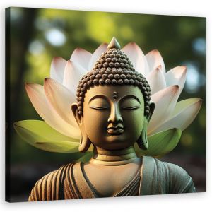 Tableau d&eacute;co Statue de Bouddha Fleur 40x40