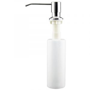 350ML Distributeur de Savon Encastrable, Distributeur Savon Evier Cuisine Acier Inoxydable, Distributeur Savon Integre avec Bouteille, Recharge du