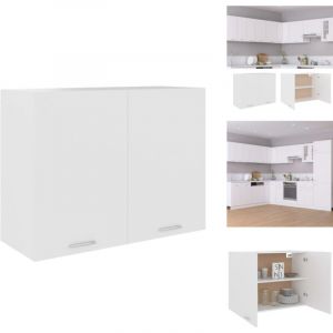Armoire suspendue Blanc 80x31x60 cm Bois d'ing&eacute;nierie - Armoire Suspendue - Meuble De Cuisine - Rangement Cuisine - Armoire Blanche - Armoire Bois
