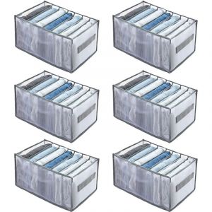 Sinbinta - Organiseur de penderie, Syst&egrave;me de rangement pliable Penderie 7 compartiments pour pantalons, v&ecirc;tements, Tshirts, 36x25x20cm - 6 Pi&egrave;ces