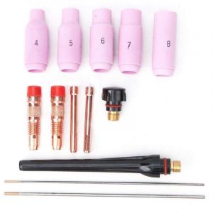 Kit de soudage Tig, 13 pi&egrave;ces Accessoires pour chalumeau TIG 1.6mm / 2.4mm pour chalumeau Tig WP 17/18/26, Consommables Pi&egrave;ces de soudage, buse en