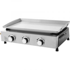 Plancha a gaz - Cookingbox - Faro - 3 br&ucirc;leurs - Surface de cuisson : 61 x 35 cm - Cuve en acier - Acier inoxydable