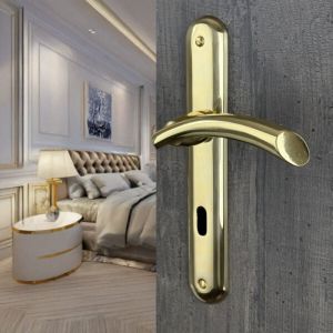 Ouvre&Déco - 2 poignées de porte TAMARA entrée de clé, laiton poli entraxe 195 mm