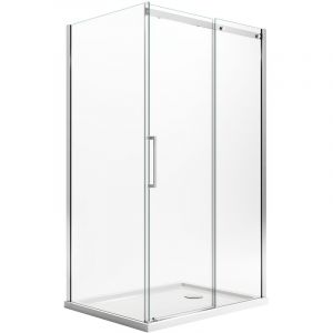 Parois cabine de douche angulaire avec easy-clean h 200 verre transparent 8 mm mod. Prime duo 1 porte 80X140 vers droite