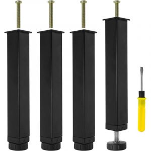 Lot de 4 Pieds pour Sommier &agrave; Lattes M&eacute;tal Pied de Lit &agrave; Visser,Hauteur r&eacute;glable de 0-20 mm,Pied pour Sommier Liaison Pied de Support de Lit Pieds de