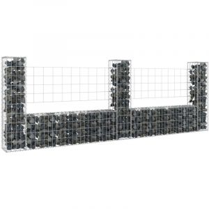 Maison Chic - Panier de gabion Mur en gabion Cl&ocirc;ture de gabion en forme de u avec 3 poteaux Fer 260x20x100 cm 45787