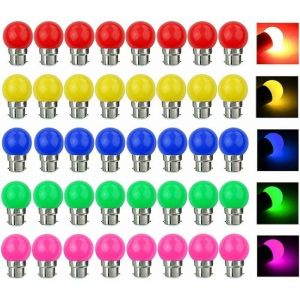 Ersandy 40 PC Ampoule LED Couleur B22 3W &eacute;quivalente 30W 300LM AC 220V B22 Ba&iuml;onnette Ampoules Guirlande Couleur LED Ampoules Multicolore pour Maison