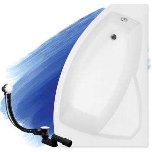 Baignoire Bain d'angle 130x85 Droite, Siphon de bain et pieds (support) - Set 3en1 - Fabriqué en ue Badland rima