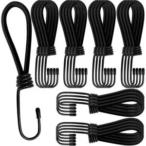 25 Pi&egrave;ces Tendeurs de B&acirc;che avec Crochets, 15 cm Crochet Tendeur Elastique Courts, Crochets d'Extenseur B&acirc;ches pour Camping, Tendeur Crochet Bache,