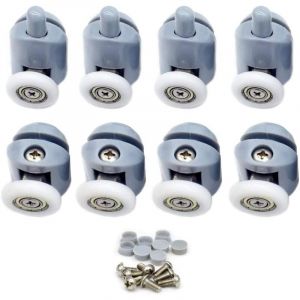 Roulette Porte Coulissante,Roulette Porte Coulissante Douche 23mm Galets de Porte de Douche Roulettes Cabine de Douche pour Salle de Bain 8 Pcs (4 en