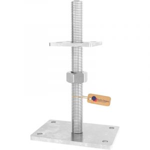 GeZu Impex Support de poteau Galvanis&eacute; &agrave; chaud 100 x 100 mm 50 - 230 mmhauteur reglable platine bois pied poteaux cl&ocirc;ture