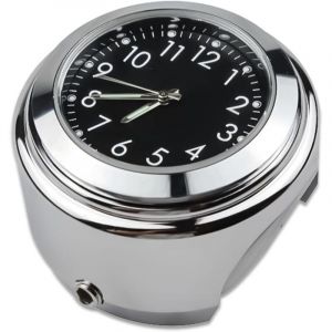 Horloge de guidon de moto &agrave; quartz pour guidon de moto - Horloge universelle - Calendrier de v&eacute;lo - Chrom&eacute; - &Eacute;tanche &agrave; l'eau - &Eacute;tanche &agrave; la poussi&egrave;re