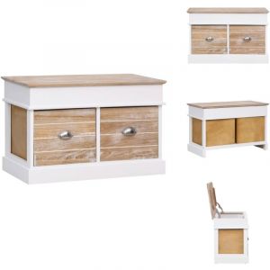 Banc d'entrée 70 x 35 x 45 cm Bois de Paulownia - Banc D'entrée - Banc Coffre - Meuble D'entrée - Rangement Intérieur - Mobilier Salle D'entrée