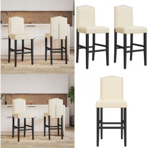 Chaises de bar lot de 2 bois massif d'hévéa et tissu - Chaise De Bar - Tabouret De Bar - Fauteuil De Bar - Décoration Intérieure - Meubles De Salle À