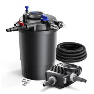 SunSun Kit complet: CPF-30000 Filtre de bassin &agrave; pression jusqu&rsquo;&agrave; 12000 L avec 55 Watt lampe uv, NEO12000 SuperECO pompe 12000l/h 100W, 10m Tuyau 38