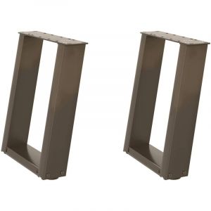Pied de meuble，Pieds de table basse en U 2 pi&egrave;ces Acier naturel 38 x (42-43) cm Acier CFW55755