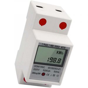 Compteur EDF Compteur d'&eacute;nergie monophas&eacute; &agrave; Rail DIN &agrave; affichage num&eacute;rique LCD 5 80A 220V 50Hz moniteur de consommation d'&eacute;nergie de compteur