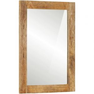 Miroir de bain 50x70x2,5 cm bois de manguier massif et verre vidaXL