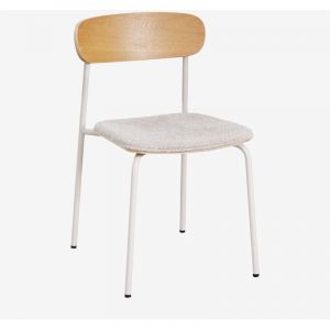 Sklum - Chaise de salle &agrave; manger empilable en fer et bois Wilpier Tapioca Beige