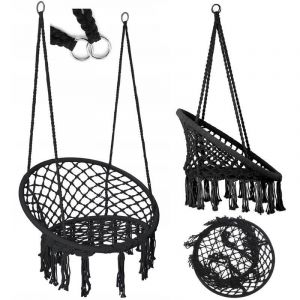 Balan&ccedil;oire suspendue nid de cigogne, style boh&egrave;me, pour jardin, maison, 120 cm, noir