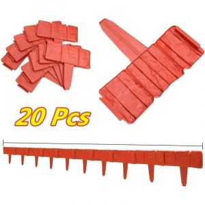20 Pcs Bordure de Jardin Bordure de Pelouse de Jardin Cl&ocirc;ture Bordure Gris Bords de Pelouse de Jardin en Plastique Palissade Cl&ocirc;ture Effet Pierre