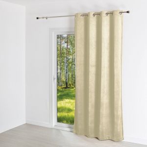 Homemaison - Rideau uni en suédine - Effet daim et velours Lin 140x260 cm