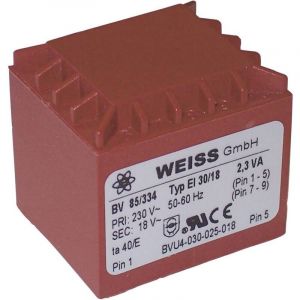 85/332 Transformateur pour circuits imprimés 1 x 230 v 1 x 12 v/ac 2.30 va 192 mA - Weiss Elektrotechnik