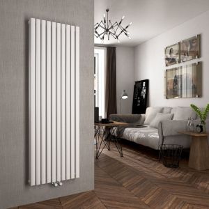 Emke - Radiateur eau chaude en acier Tube Rond Radiateur Mural Double Couche 2175W Blanc 180x60cm