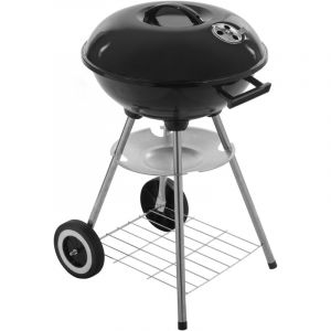 Primematik - Barbecue &agrave; charbon rond 41x70 cm avec couvercle et roulettes Grille barbecue pour jardin et camping