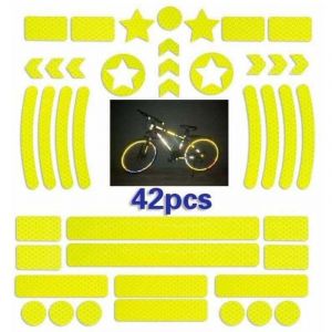 42 Pi&egrave;ces Sticker reflechissant Casque Velo,Bande reflechissante Velo autocollante,Autocollants R&eacute;fl&eacute;chissants pour V&eacute;los,Sticker reflechissant Velo