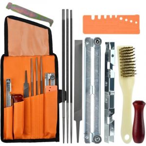 11PCS Kit d'Aff&ucirc;tage Universel pour Affutage Chaine de Tronconneuse Portable Kit Affutage Chaine Tron&ccedil;onneuse avec Limes Rondes 4/4,8/5,5mm Lime