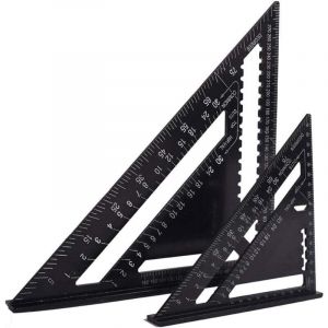 Ulisem - Equerre Menuisier Multifonctions 18cm et 30cm, Triangle Métal Aluminium Règle Équerre Trusquin Guide Raporteur Angle 45 90 Degres/Outillage
