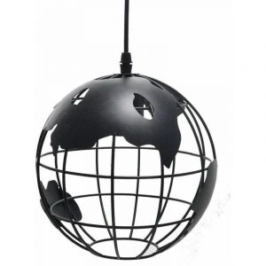 Suspension Vintage Industrielle Globe Lampe de Plafond Luminaire en Boule M&eacute;tal Diam&egrave;tre 20cm &ndash; Noir