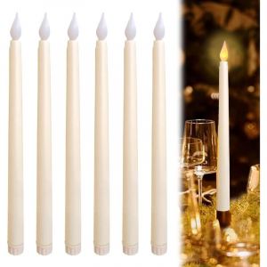 6 Pi&egrave;ces &Eacute;lectrique Flamme Vacillante Bougie Chandelier LED,Fausses Bougies D&eacute;corative,Blanc Bougies LED pour P&acirc;ques,Anniversaire,No&euml;l