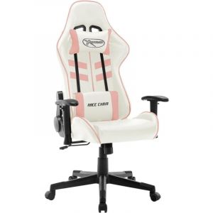 Bonnevie - Chaise de bureau Fauteuil de bureau Chaise gamer Blanc et rose Cuir artificiel 86622