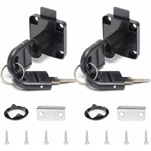 2 Pi&egrave;ces Noir Serrure de Tiroir de Bureau Serrure en Alliage avec 4 Cl&eacute;s Serrure Cylindre de Meuble Pour Bureau Boite aux Lettres Tiroir