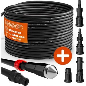 Tuyau pour nettoyeur haute pression Tuyau déboucheur flexible noir Nettoyage de canalisations 15m - RWDéboucheur de canalisation