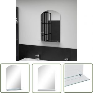 The Living Store Miroir mural avec &eacute;tag&egrave;re 40x60 cm Verre tremp&eacute; - Miroir Mural - Miroir Avec &Eacute;tag&egrave;re - Miroir Salle De Bain - D&eacute;coration Murale