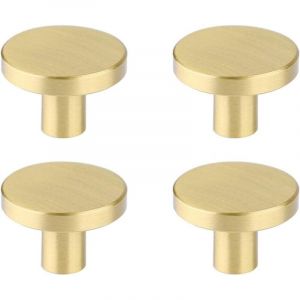Lot de 4 boutons d'armoire de cuisine dorés, boutons en laiton massif pour tiroir de commode, poignées d'armoire de salle de bain minimalistes