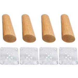 Lot de 4 pieds de meubles en bois massif inclin&eacute; 20cm, Pieds de rechange avec plaque de montage et vis pour canap&eacute;, TV, lit, table &agrave; manger