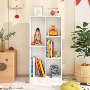 Design In - Bibliothèque Armoire à Livres 5 Cases 2 Kits Bois Blanc 50 cm Autoportante